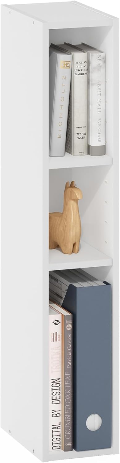 Furinno Fulda Book Shelf, 3-Tier Narrow Bookshelf, Bookcase with 6-in Width Storage
