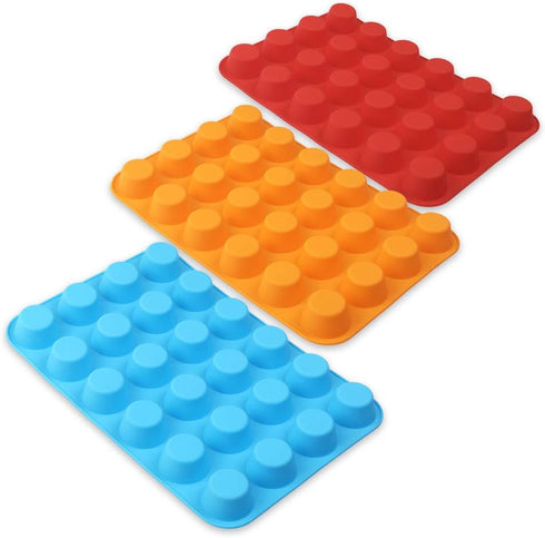 Silicone Muffin Pan, Cupcake Pan, 24 Cups, Food Grade Non-stick Baking Molds, 3 Pcs