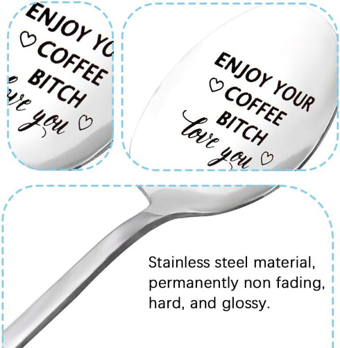 Funny Coffee Spoon Gifts for Coffee Lovers, Best Friend Birthday Gifts for Women, Girls, Wife, Girlfriend
