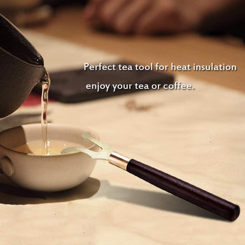 Heat Insulation Teapot Lid Clip with Wooden Handle, Tea Kettle Cover Fork for Cast Iron Japanese Kettle Tetsubin