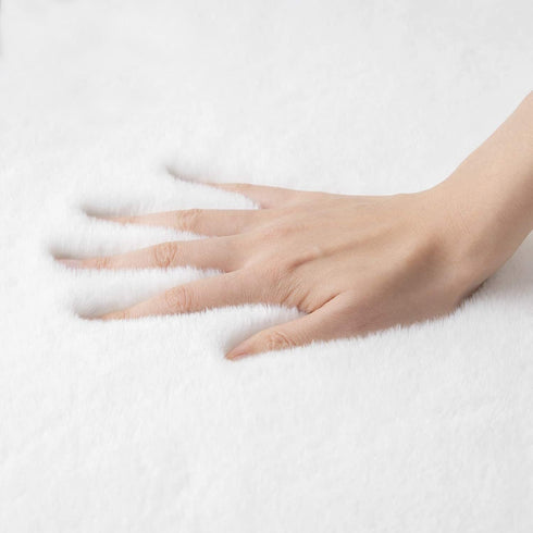3x5 ORINOVA White Shaggy Bunny Fur Rugs for Living Room Washable Furry Area Rugs for Bedroom Nursery Rug Teen Room Dcor