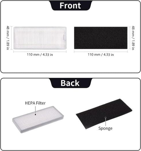 neutop Replacement Parts with 2 Main Rolling Brushes, 6 Filter Sets, 6 Side Brushes for eufy RoboVac 11S, 15T, 30, 30C,