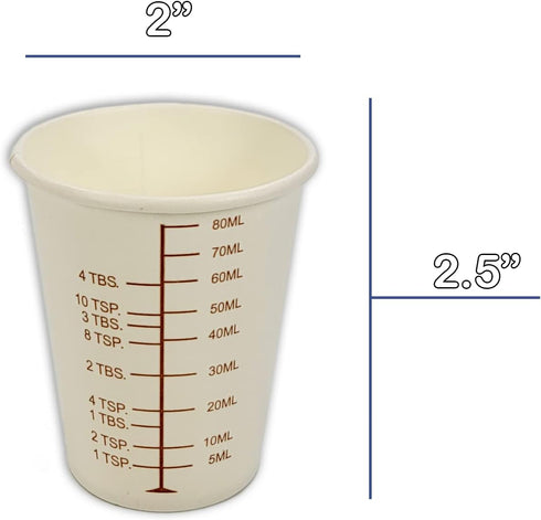 50 Coated Paper Graduated Measuring Cups, 3oz for Mixing Paint, Stain, Epoxy, Resin; Disposable & Recyclable by