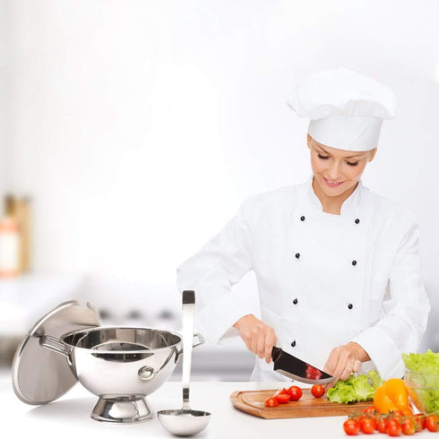 Stainless Steel Hooked Handle Ladle Set - 5 Pcs with Pouring Rim for Kitchen Cooking Soup Sauce