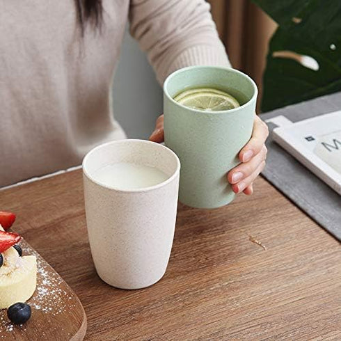 Eco-friendly Unbreakable Reusable Drinking Cup for Adults (12 OZ), Wheat Straw Glasses Healthy Tumbler Set, 5-Multicolor