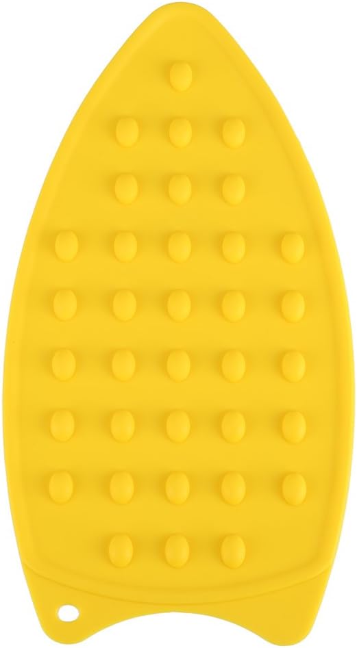 Silicone Iron Hot Protection Rest Pad Mat - Safe Surface Iron Stand Mat for Ironing (Yellow, 27 x 14 x 0.7cm)