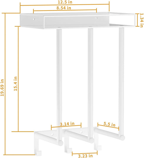 Ovicar Towel Racks for Bathroom - Wall Mounted Towel Rack with Metal Shelf & 3 Hooks, 3 Bars Towel Holder for Small