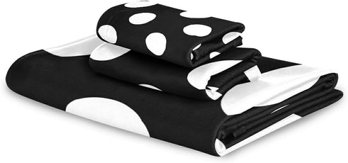 Qilmy 3-Piece Set, Set Polka Dot Towel Absorbent Soft Bathroom Decorative Towel with Bath Towel, Hand Towel & Washcloth