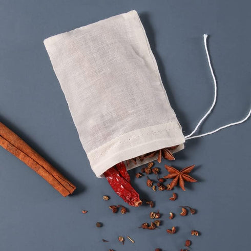 AKOAK 20 Pcs 4 x 3 Inches Muslin Drawstring Bags, Natural Unbleached Cotton Bags for Spice, Tea, Herbs