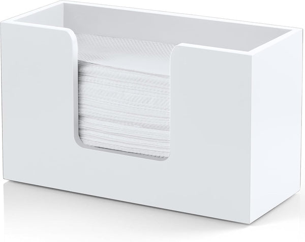 Paper Towel Dispenser Countertop, Wooden Bathroom Paper Towel Holder, White Napkin Holder