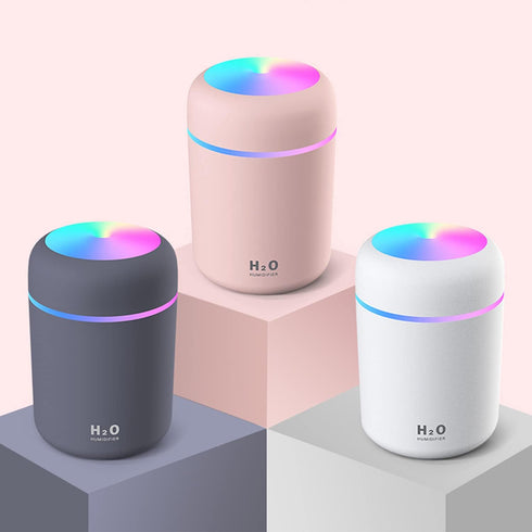 Colorful Mini Humidifier, Essential Oil Diffuser USB Cool Mist Humidifier, 2 Adjustable Mist Modes (White)