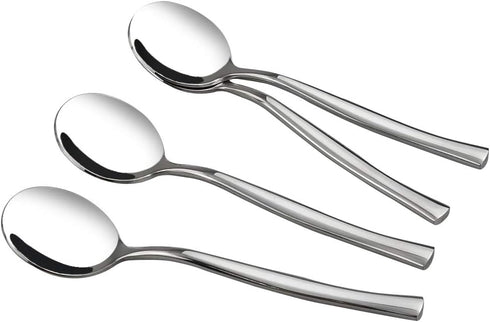 Idotry Set of 12 Round Soup Spoons, Stainless Steel Bouillon Spoons