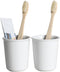 Gaolinci 2 Pcs Simple White Ceramic Mouthwash Cups, Bathroom Brushing Cup, 5 Oz
