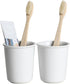 Gaolinci 2 Pcs Simple White Ceramic Mouthwash Cups, Bathroom Brushing Cup, 5 Oz
