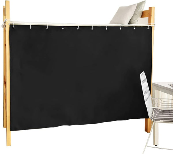 Heavy-Duty Blackout Bottom Bunk Bed Curtains, Twin Size Privacy Canopy, 1 Panel, Black
