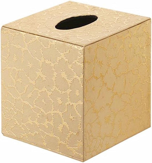 S Forever Home Decor Cube Tissue Box Holders - PU Leather Square Tissue Box Cover (Gold Lightning)