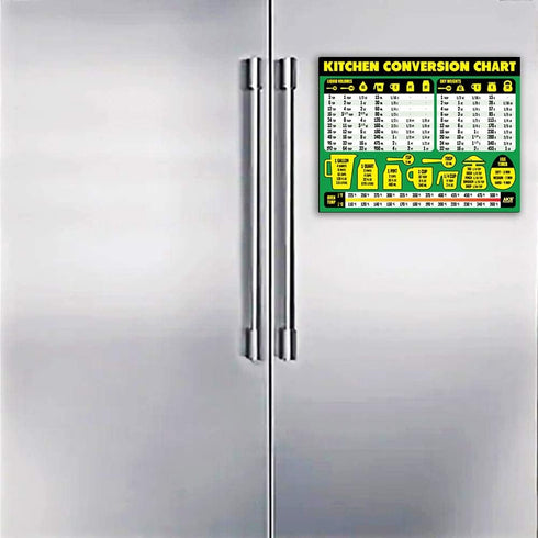 Kitchen Conversion Chart Magnet - Extra Large 11” x 8.5” Measurement Cheat Sheet for Cooking and Baking Recipes