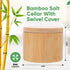 karmiero 360 Countertop 6OZ Salt Cellar, Bamboo Salt Container with Lid, Solid Salt Box Holder with Swivel Lid