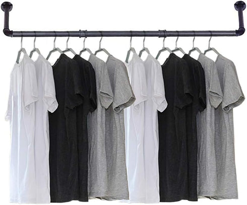 Industrial Pipe Clothing Rack, 30'' Wall Mounted Heavy Duty Metal Hanging Rod for Retail Display and Storage