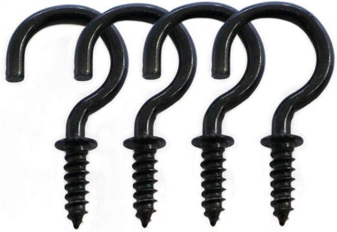 125 Pcs Black Screw Ceiling Hooks, 3/4 Inch Screw Cup Hooks
