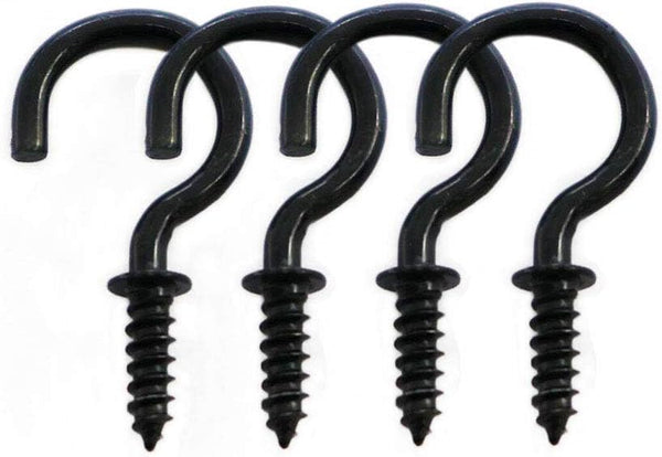 125 Pcs Black Screw Ceiling Hooks, 3/4 Inch Screw Cup Hooks