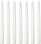 Calm Life Set of 7 Unscented White Taper Candles, Dripless 10 Inch Tall Skinny