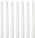 Calm Life Set of 7 Unscented White Taper Candles, Dripless 10 Inch Tall Skinny