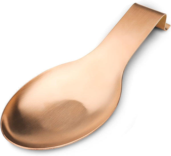 Stainless Steel Spoon Rest, Spatula Holder, Brushed Finish, Dishwasher Safe, 9.8 x 3.7 Inch, Rose Gold
