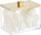 mDesign Modern Square Bathroom Vanity Storage Organizer Canister Jar for Cotton Swabs, Makeup Sponges - Clear/Soft Brass