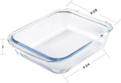 Set of 2 Basics Square Tempered Glass Baking Dishes, 1.6-Qt