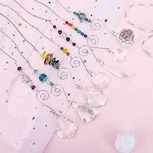 Set 7 H&D HYALINE & DORA Crystal Rainbow Suncatcher Glass Bead Chain Fengshui Hanging Pendant for Window Garden Party