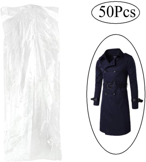 Transparent Garment Bag Pack of 50, Clothing Cover, Suit Bag, Gown and Dress Storage (60 × 120 cm)