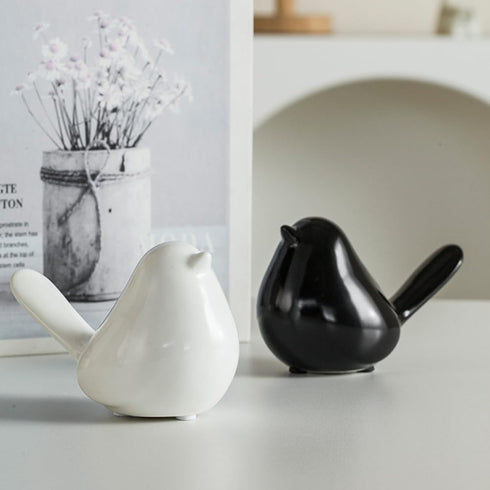 TSCVPJL Set 2 Ceramic Birds Figurines Home Decor, of White Birds Statue, Chubby Small Bird Figurines, Modern Style Bird