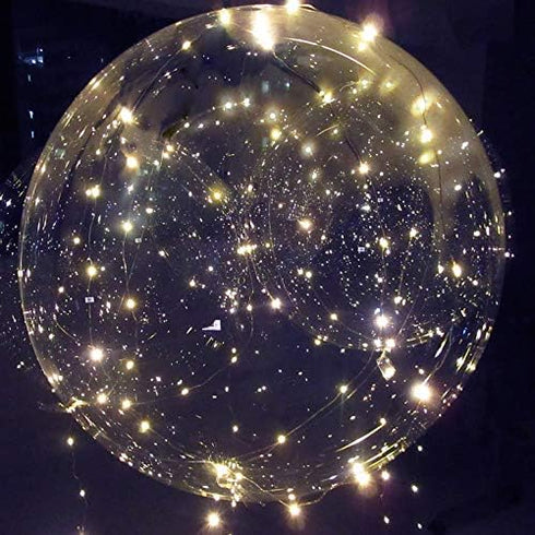 Lightsfever Warm White LED Balloons with Batteries - Clear Transparent for Helium or Air, Wedding Proposal, Birthday