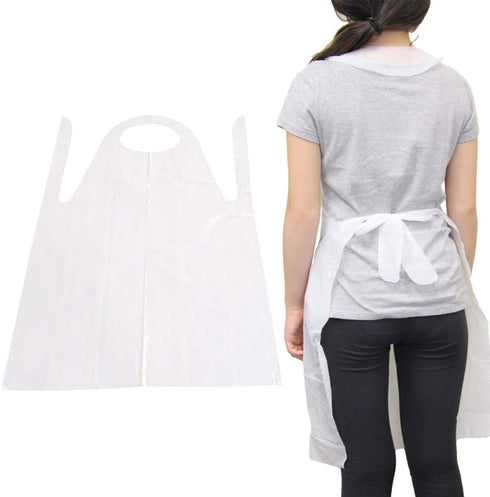 Vankcp 100 24'' 42'' Pcs Disposable Aprons, x Plastic Waterproof Apron Painting Smock Eating Bibs for Adults Painting