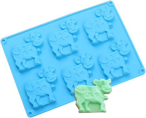 2 Pack Cow Chocolate Molds - Dairy Cattle Cake Pan Silicone Candy Fondant Baking Mold in Random Color