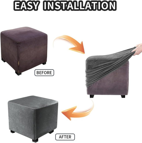 L/Length&Width:35-44"/Height:15-20",Grey) Ottoman Covers Slipcover Square Ottoman Covers Protector for Footrest Foot