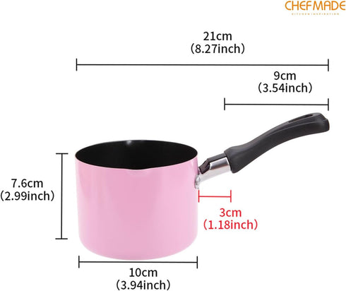 CHEFMADE Mini Milk Coffee Warmer, Non-stick 550ML Milk Chocolate Coffee Butter Warmer Pot With Double Diversion Port by CHEFMADE