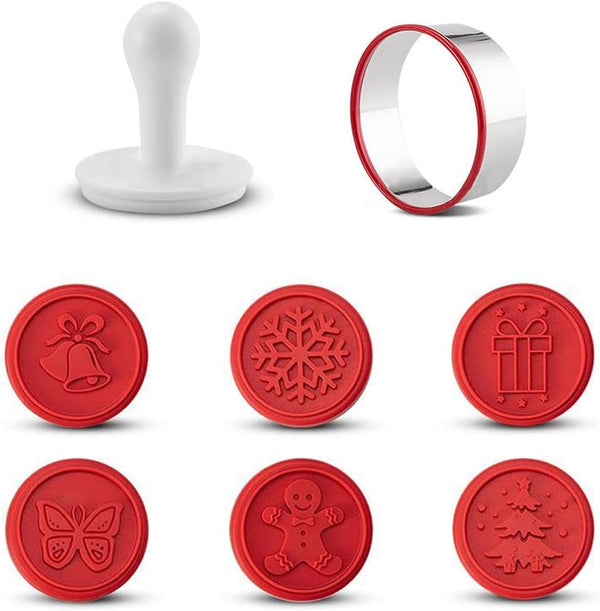 6PCS Silicone Cookie Stamp Press Cookie Cutter for DIY Christmas and Daily Baking
