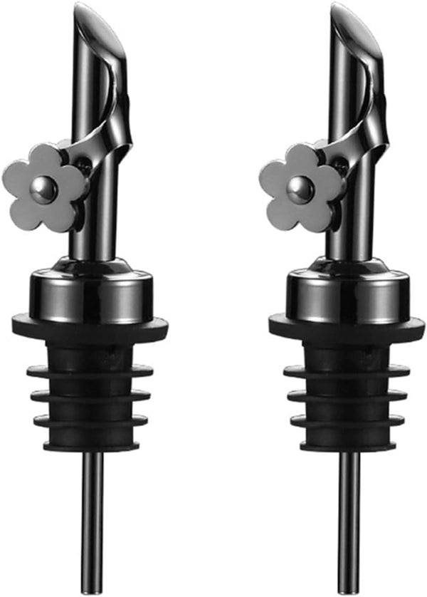 2 Pack Stainless Steel Oil Pour Spouts, Premium Replacement Bottle Pourers for Liquids, Gunmetal