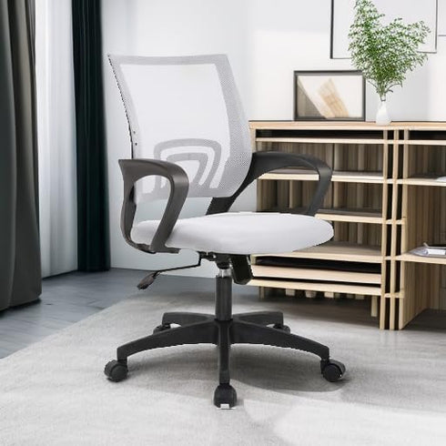 BestOffice | Ergonomic Office Chair | Mid-Back Swivel Desk Chair | Breathable Backrest & Lumbar Support | Adjustable