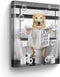 Golden Retriever Canvas Wall Art, Black and White Funny Dog Sitting in Toilet Painting for Bathroom