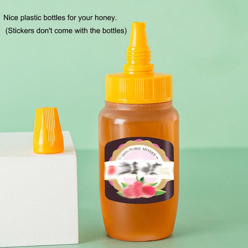 2pcs Empty Honey Jars Squeeze Bottles Plastic Honey Dispenser with Lids Refillable Condiment Container for Maple Syrup