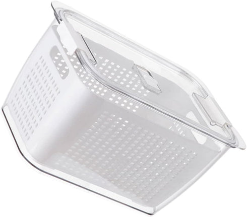 1pc Double Storage Basket, Plastic Drawer Organizer Box, Clear Over The Sink Colander Strainer Basket for Refrigerator