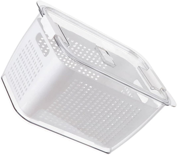 1pc Double Storage Basket, Plastic Drawer Organizer Box, Clear Over The Sink Colander Strainer Basket for Refrigerator
