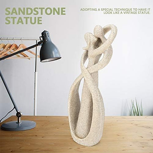 Sandstone Statue, Handmade Sandstone Kiss Lovers Couple Abstract Sculpture Art Craft Decoration