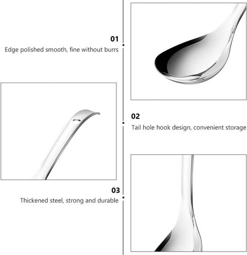 Cabilock Stainless Steel Rice Paddle, Rice Cooker Spoon, Soup Ladle, Oil Skimmer Spoon for Cooking