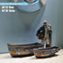 Konjouror 2 Pack Wooden Boat Tray Display, Blue Boat Model Decoration, Nautical Beach Ocean Decor