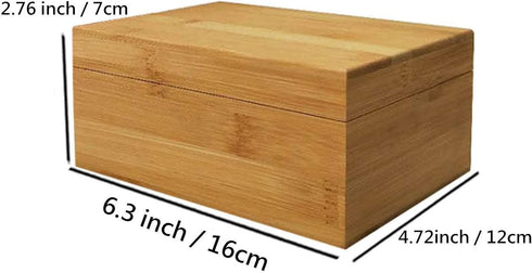 Zhou Bamboo Natural Storage Box with Cover, Unpainted Wooden Gift Box, 6.3x4.72x2.76 inch