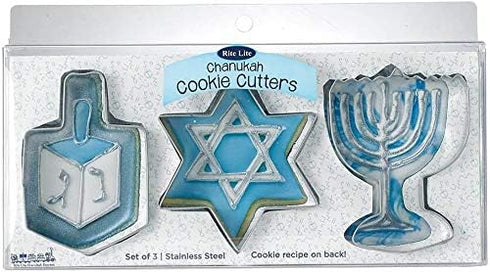 Set 3 Rite Lite of Chanukah Cookie Cutters Sheets - Dreidel, Menorah, Star of David Design, Jewish New Year Holiday